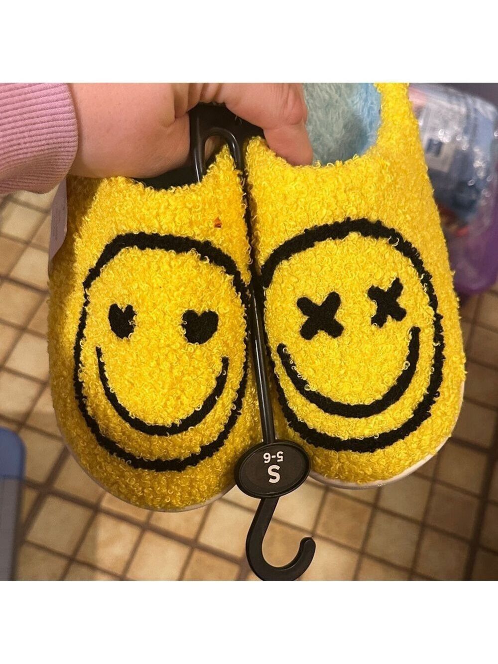 Cozy Yellow Smiley Face Womens Slippers - Picture 4 of 10